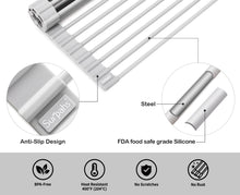 Load image into Gallery viewer, Surpahs Over The Sink Multipurpose Roll-Up Dish Drying Rack (Warm Gray, Extra Large - 20.5" x 15.5")