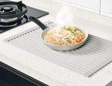Load image into Gallery viewer, Surpahs Over The Sink Multipurpose Roll-Up Dish Drying Rack (Warm Gray, Large - 20.5" x 13.1")