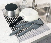 Load image into Gallery viewer, Surpahs Over The Sink Multipurpose Roll-Up Dish Drying Rack (Warm Gray, Large - 20.5" x 13.1")