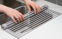 Load image into Gallery viewer, Surpahs Over The Sink Multipurpose Roll-Up Dish Drying Rack (Warm Gray, Extra Large - 20.5" x 15.5")