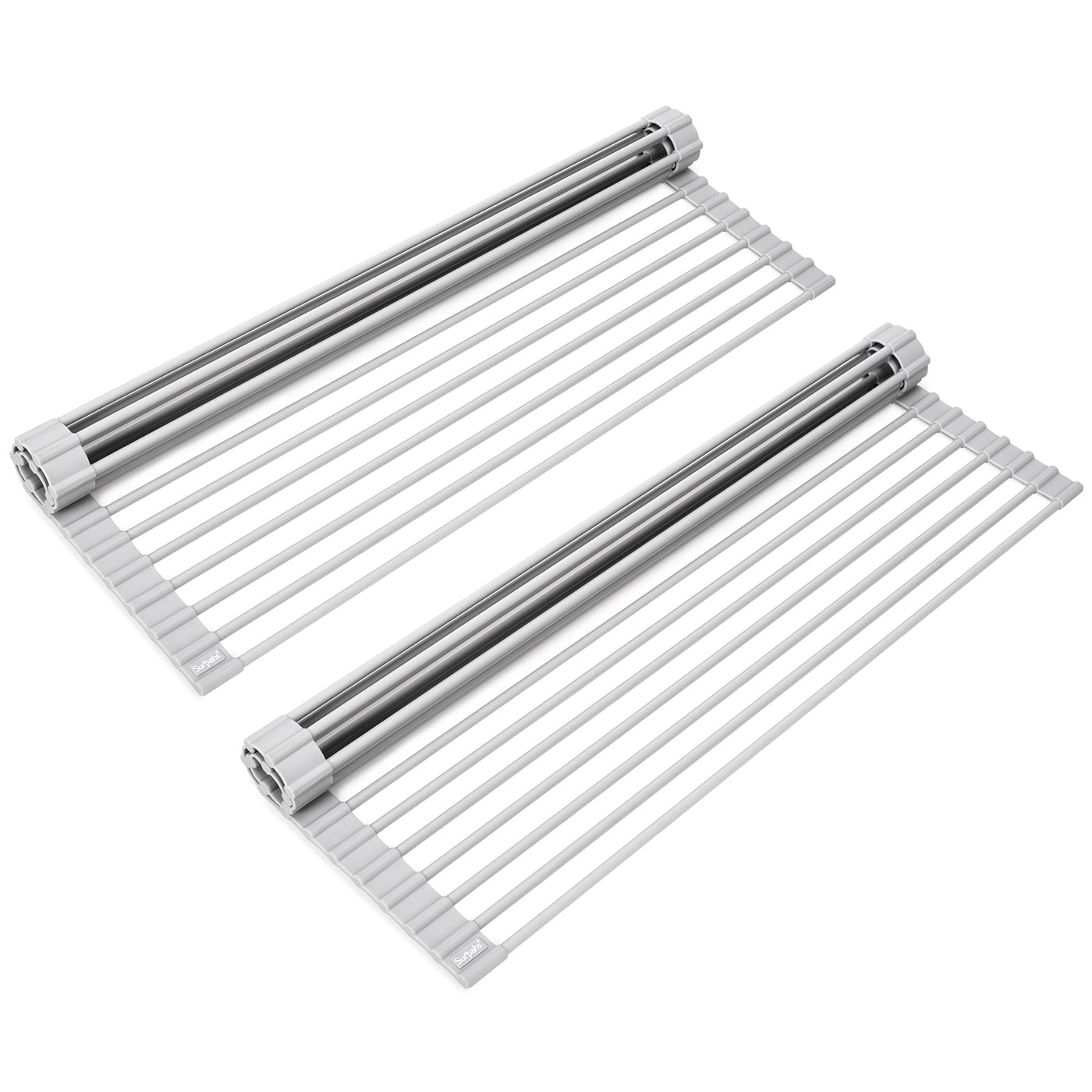 20.5 inches L x 13 inches W Roll-Up Dish Drying Rack Large Over The Sink ,  Heat-Resistant Anti-Slip Silicone Coated Stainless Steel Dish Drainer