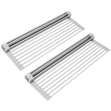 Load image into Gallery viewer, Surpahs Over The Sink Multipurpose Roll-Up Dish Drying Rack (Warm Gray, Large - 20.5"x13") - 2 Pack
