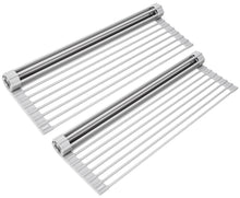 Load image into Gallery viewer, Surpahs Over The Sink Multipurpose Roll-Up Dish Drying Rack (Warm Gray, Extra Large- 20.5" x 15.5") - 2 Pack