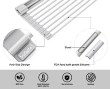 Load image into Gallery viewer, Surpahs Over The Sink Multipurpose Roll-Up Dish Drying Rack (Warm Gray, 17.5" x 10.2" - Extra Small)