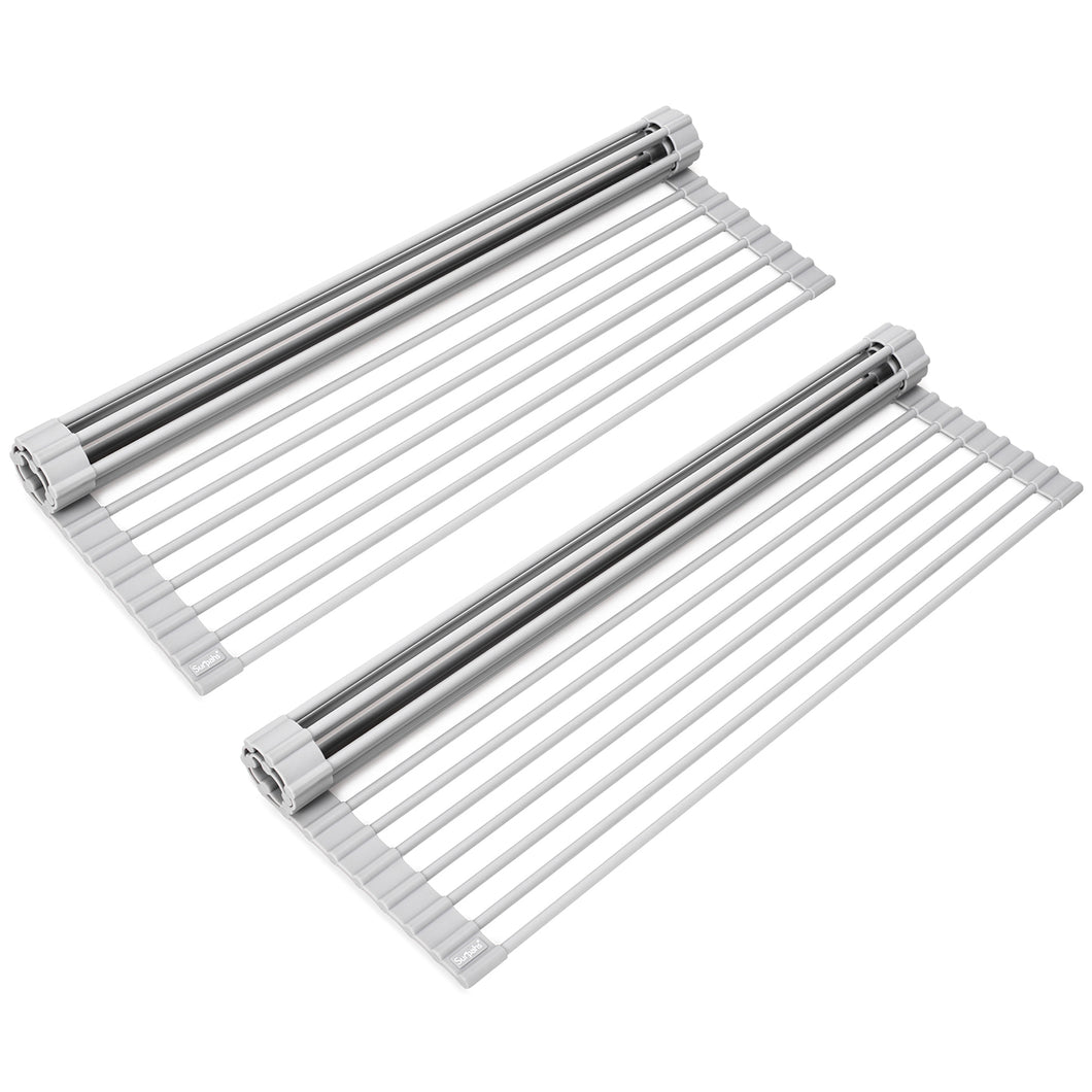 Surpahs Over The Sink Multipurpose Roll-Up Dish Drying Rack (Warm Gray, Large - 20.5