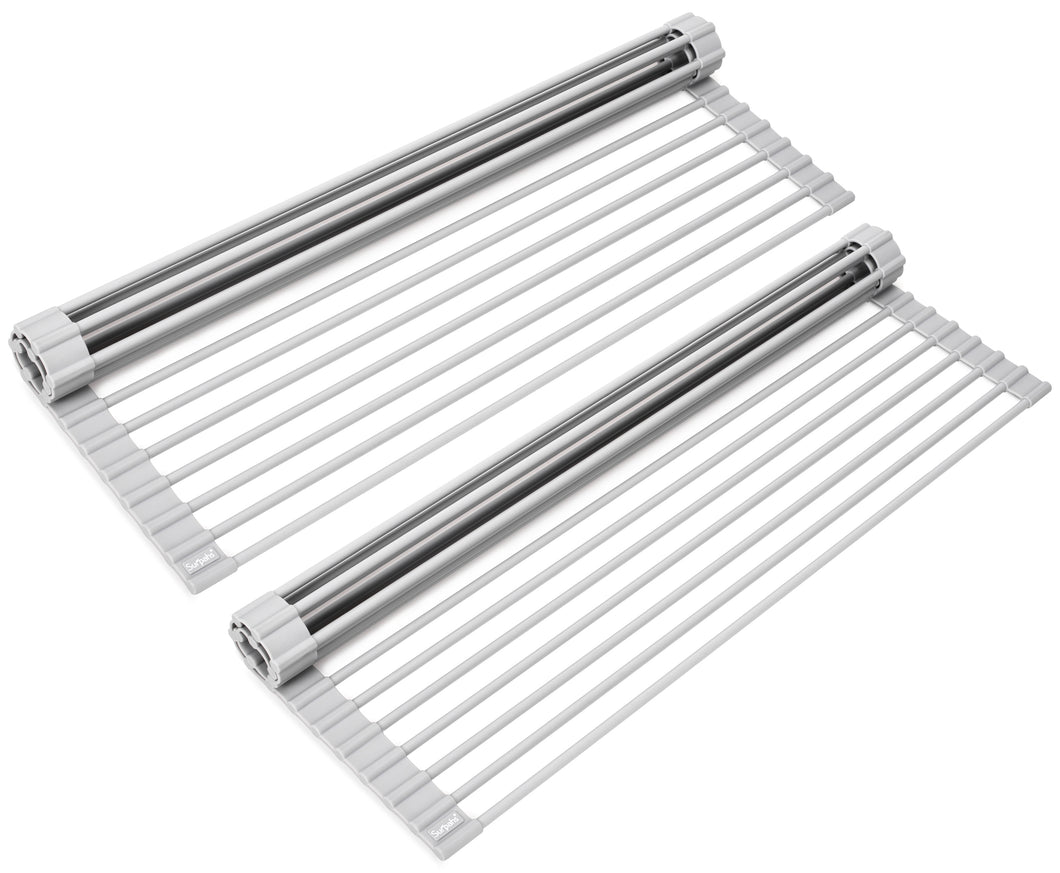 Surpahs Over The Sink Multipurpose Roll-Up Dish Drying Rack (Warm Gray, Extra Large- 20.5